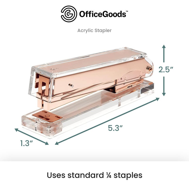 OfficeGoods Acrylic Stapler - Aesthetic Staplers for Desk  Home or Office - Unique and Stylish Design - Take Standard 1.4 inch of Staples - Rosegold - Image 5